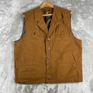 Wyoming Traders Canvas Vest Men Large Brown Western Cowboy Ranch Wear
